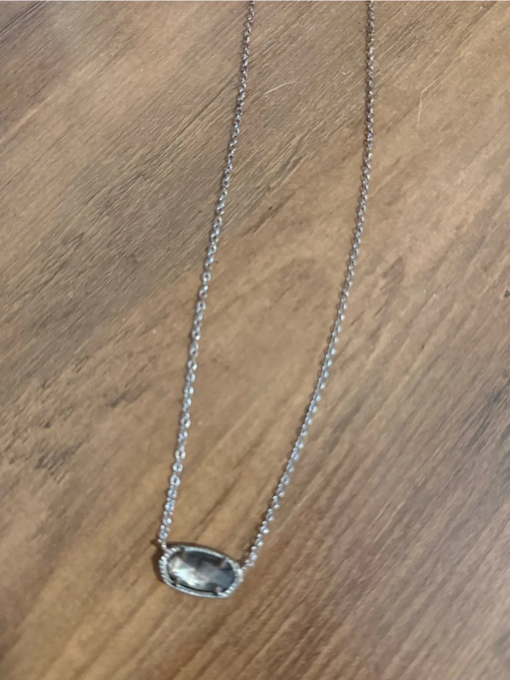 Kendra Scott Silver-Tone Gray Oval Pendant Necklace